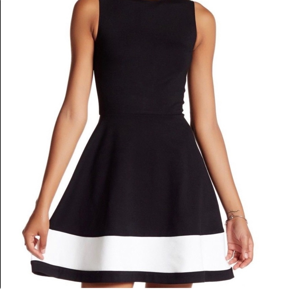 Classic Black and White Sleeveless Fit & Flare Dress